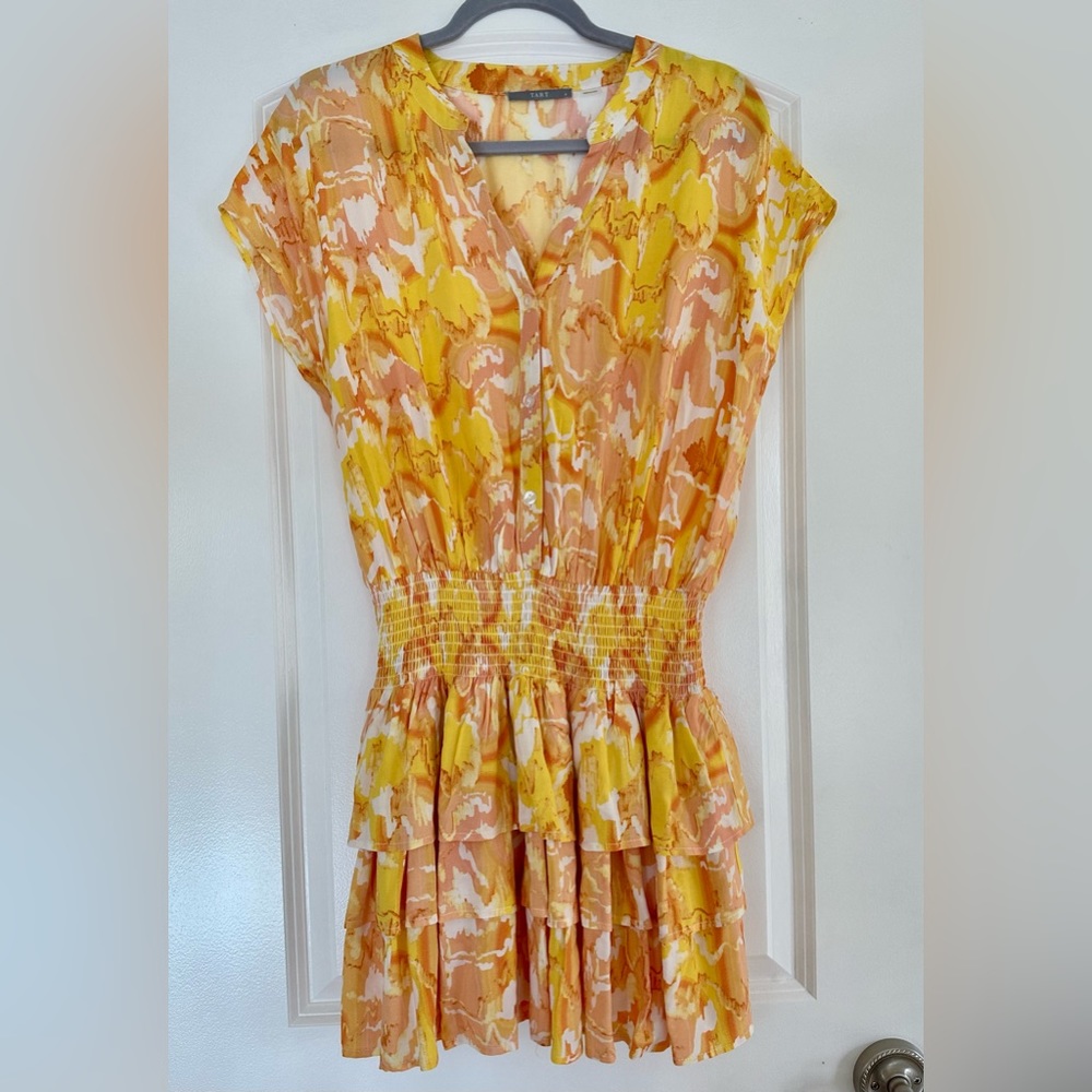 Tart Sundress Size S Drop Waist Button Down Vibrant Yellow V neck